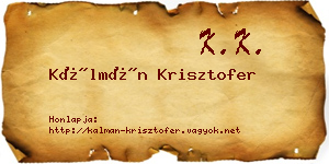 Kálmán Krisztofer névjegykártya