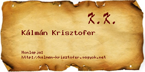 Kálmán Krisztofer névjegykártya